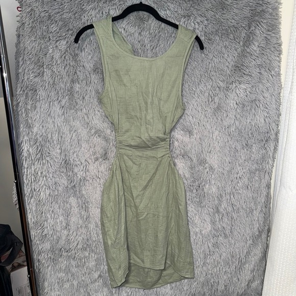 SHEIN Dresses & Skirts - SHEIN‎ Olive Green Sleeveless Cutout Ruched Waist Mini Dress Size M